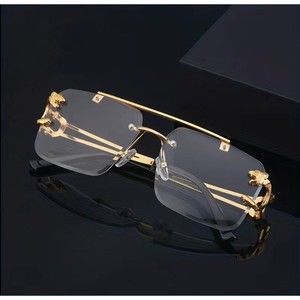 Top Bar Fashion Aviator Sunglasses For Women Men Rimless Glasses Hollow Out